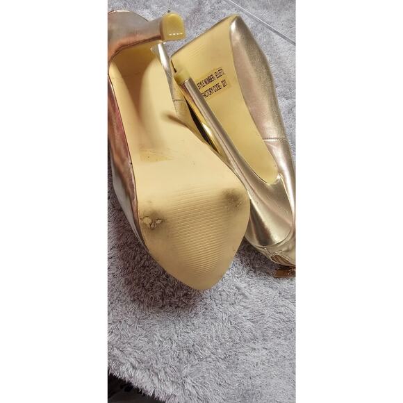 Bumper Platform‎ Pointed Metallic Gold Chain Ankle Stilettos Ultra High Heels 10 - Picture 5 of 10